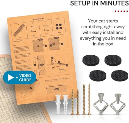7 Ruby Road Wall Mounted Cat Scratcher - Indoor Vertical Scratching Board for Cats - Scratch Pad Post - Wall Furniture (Cream)