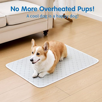 Dog Cooling Mat - Instant 6-12°F Drop, Cooling Mat for Pets Q-MAX >0.5 & Machine Washable, Anti-Slip Bottom, Cool Relief Bed for Dogs & Cats Light Gray 28" x 22"