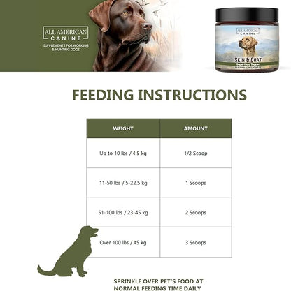 ALL AMERICAN CANINE Complete Skin & Coat Natural Protein-Enriched Powdered Supplement Food Topper | 90 Servings