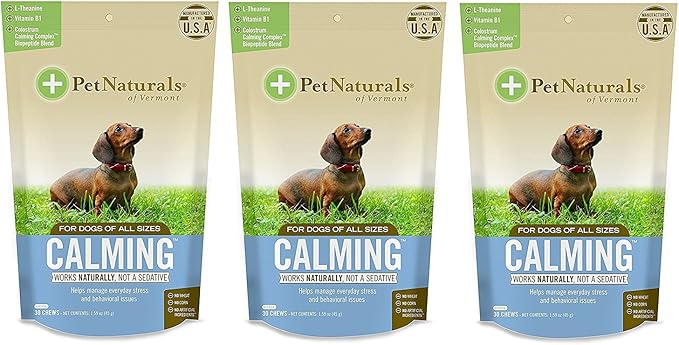 (3 Pack) Calming for Dogs, Natural Behavior Support Formula, 30 Bite Sized Chews
