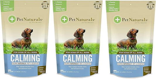 (3 Pack) Calming for Dogs, Natural Behavior Support Formula, 30 Bite Sized Chews