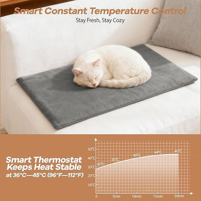 Cat Heating Pad for Bed Warming: Large Electric Heated Mat for Pets 30"x13.77" Self-Warming Heat Blanket for Small Dogs Kittens Animal Houses with Removable Washable Cover for Indoor Barn Use