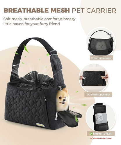 JourCraf Dog Carrier Sling for Small Dogs, Front Cat Sling & Cats Up to 15 lbs, Dog Purse with Adjustable Strap Front Zipper Pocket, Double Safety Feature, Hands Free for Travel