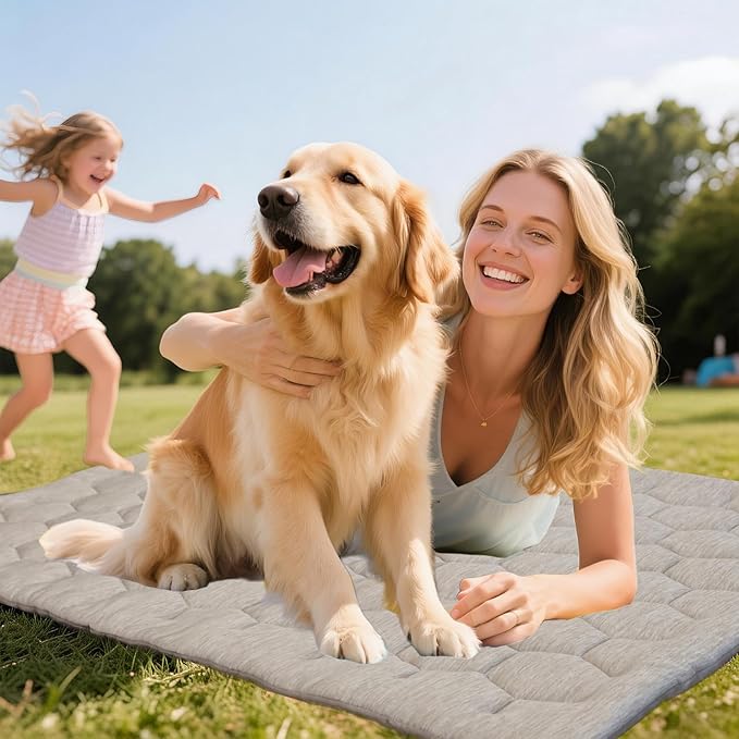Dog Cooling Mat, Breathable Cooling Mat for Dog Pet Blanket, Washable Cooling Pad for Dogs & Cats, Summer Relief Greige Neutral Decor Mat for Crate, Floor and Car, Taupe, Size C (59"L x 40"W)