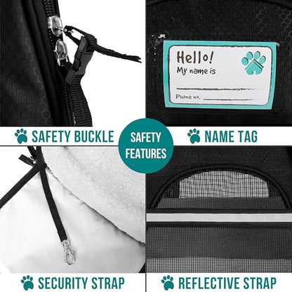 PetAmi Airline Approved Pet Carrier for Cat, Soft Sided Dog Carrier for Small Dogs, Cat Travel Supplies Accessories for Indoor Cats, Ventilated Pet Carrying Bag Medium Large Kitten Puppy, Large Black
