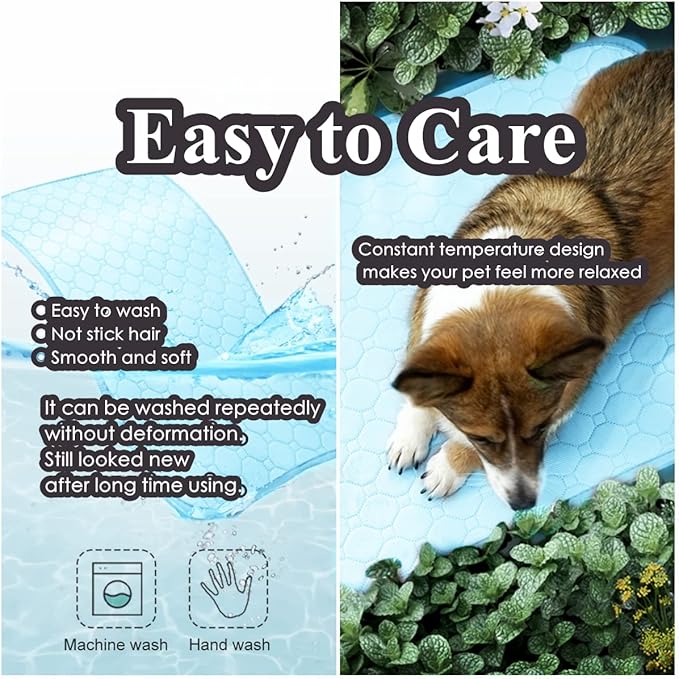 Mannice Dog Cooling Mat, Pet Cooling Mat for Dogs Cooling Blanket for Dogs Dog Cooling Pad for Kennels, Crates, Cars, Indoor & Outdoor Ice Silk Cooling Mat for Extra Large Dogs (Blue, XL(40 * 28"))
