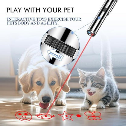 Rumcut Laser Pointer Cat Toys, Cat Laser Pointer Toy with Three Light Modes, Five Adjustable Patterns,USB Portable Charging, Interactive cat Toy Multifunctional and Portable(2Pcs)