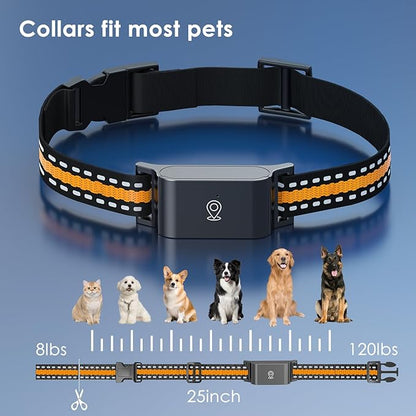 Dog GPS Tracker, Live Pet Tracker with Virtual Fence, Waterproof Anti-Lost Real-Time Tracking Breakaway Collar, Smart App Monitor Activity (Subscription 1 Year Free) (Black)