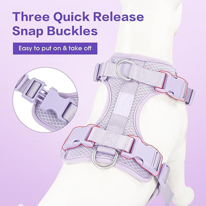 Wisedog Dog Harness Medium Sized, Pet Vest with Front Clip, Adjustable Puppy Harness with 3 Fast Release Buckles[Easy to Put on & Take Off] (Lilac, XS)