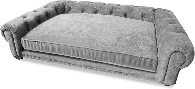 Luxury Minimalist Light Grey Rocky Armchair Dog Bed