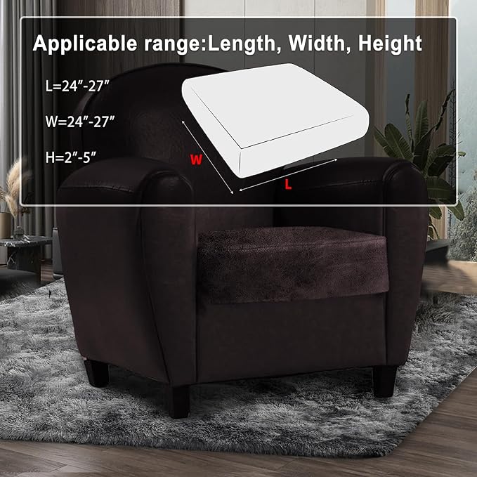 ANARACHON Leather Look Couch Cushion Covers Sofa Seat Slipcovers Sets Couches Furniture Protector for Sectional Armchair Loveseat Pets Kids Stretch Spandex Fabric (1 Cushion Armchair, Chocolate)