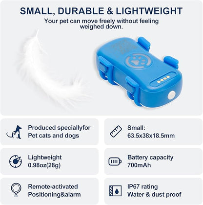 GPS Tracker for Dogs with Activity and Wellness Monitoring, Real-time Tracking Pet GPS Location Tracker, Waterproof，Location History, Geofence, Long-Life Battery, Subscription Needed