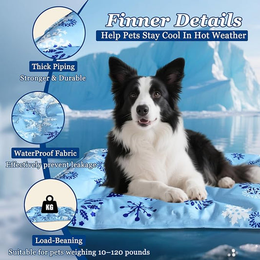 2025 Pet Cooling Mat for Dogs - 20"x16" Cats Cooling Pad Non-Slip Kennel Bed Mats for Summer, Washable Cool Pet Mat for Cats/Dogs