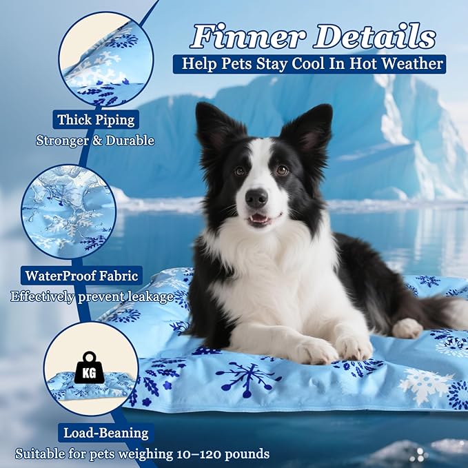 2025 Pet Cooling Mat for Dogs - 35.4"x23.6" Large Dog Cooling Pad, Non-Slip Kennel Bed Mats for Summer, Washable Cool Pet Mat for Cats/Dogs