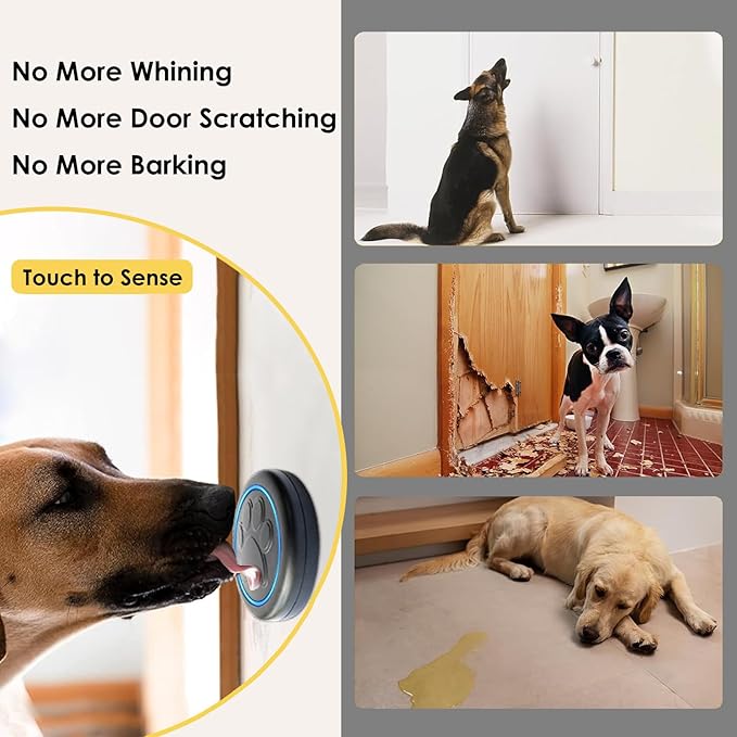 Full House Dog Doorbell for Potty Training, Wireless Pet Doggie Door Bell Training to Go Outside, Waterproof Touch Button, Over 1000 feet Range (Black, 2 Buttons + 3 Receivers)
