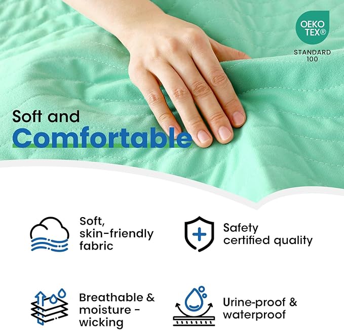 Noovirum® Washable Underpads,34"x36" (Pack of 2) - Heavy Absorbency Incontinence Bed Pads for Adults, Kids & Pets - Waterproof Reusable Protective Pad for Bed, Sofa, Furniture & Floor