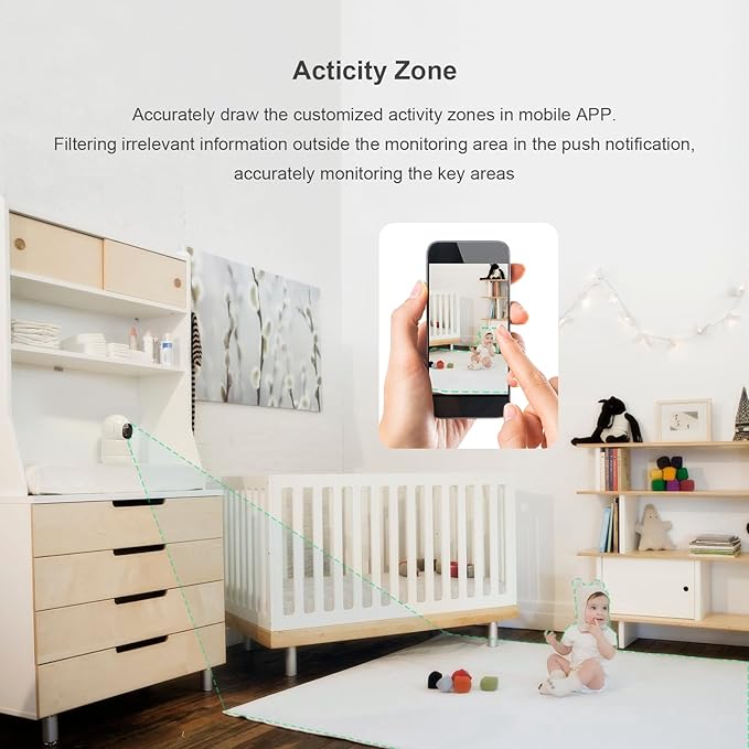 Camera for Home Security,2K Pet Camera with Speaker,Indoor Camera Wireless with Phone App,Auto Tracking/Super Night Vision,Cloud/SD Card Storage,2.4 GHz,White