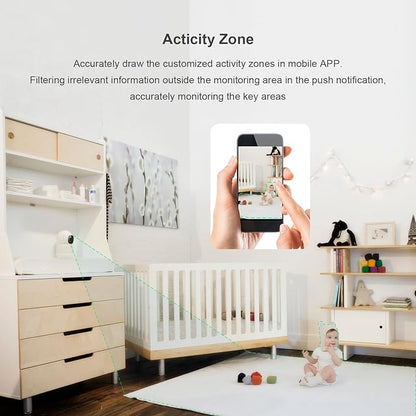 Camera for Home Security,2K Pet Camera with Speaker,Indoor Camera Wireless with Phone App,Auto Tracking/Super Night Vision,Cloud/SD Card Storage,2.4 GHz,White