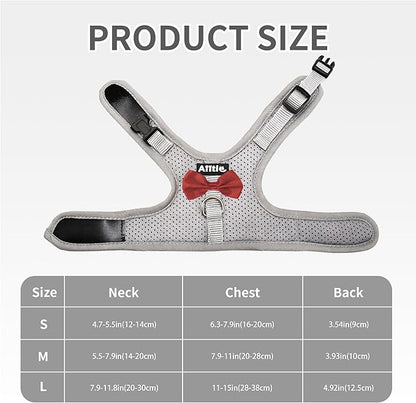 AIITLE Bunny Harness and Leash Set with Cute Bow, Soft Breathable Mesh Vest Harness for Rabbits Kitten Ferret Small Pig Puppy Walking Supplies Grey M