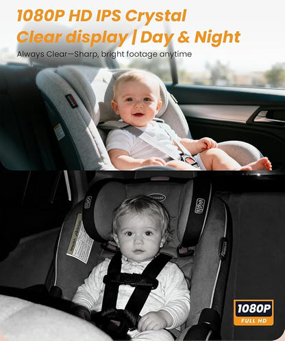 Babyvue BV2 USB Baby Car Camera Plug-Play, 4.5" 1080P Easy Setup Backseat Camera with Flexible 360 Rotation, Clear Picture Rear Facing Car Seat – Peace of Mind for Pet Owners and Parents