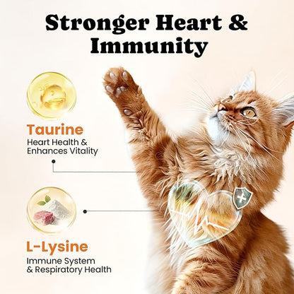 Cat Vitamin Treats with L-Lysine & Taurine – 12 Essential Vitamins & 5 Minerals, Cat Multivitamin Supplement for Immune, Joint & Skin Support, Daily Health Formula for Indoor & Senior Cats – 450 Chews