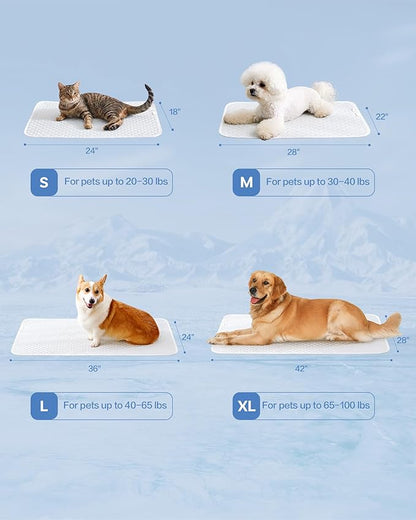 Dog Cooling Mat - Instant Cooling Pet Bed for Dogs & Cats, 6-12°F Drop, Non-Toxic & Machine Washable, Anti-Slip Bottom, Cool Mat for Indoor & Travel Use Light Gray 42" x 28"