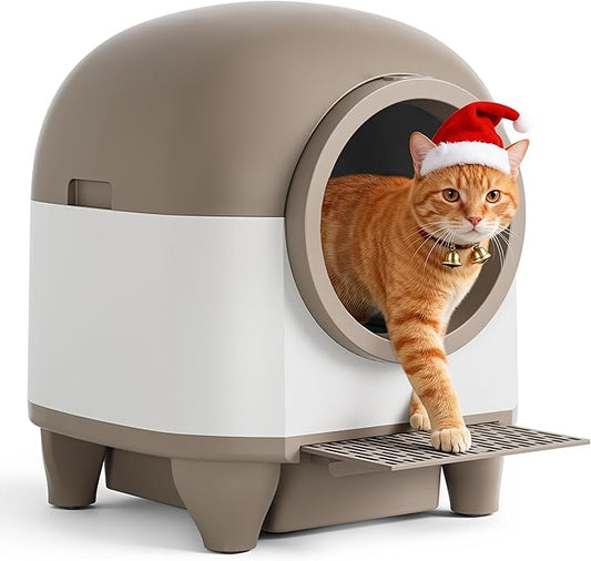 Greesum Smart Self-Cleaning Cat Litter Box, Fully Enclosed Automatic Litter Box with App Control, Safety Sensors& Large Capacity for Multi-Cat Homes, Includes Waste Bags & Mat