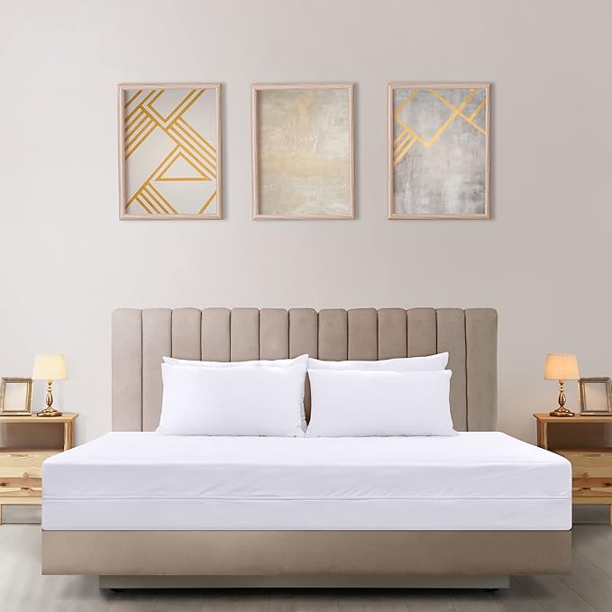King Size Mattress Protector Waterproof 4 Pack, Premium 200 GSM Terry Mattress Cover, Soft & Breathable Bed Cover, Fitted Sheet Style Stretchable Deep Pockets 17" by Utopia Bedding (White)