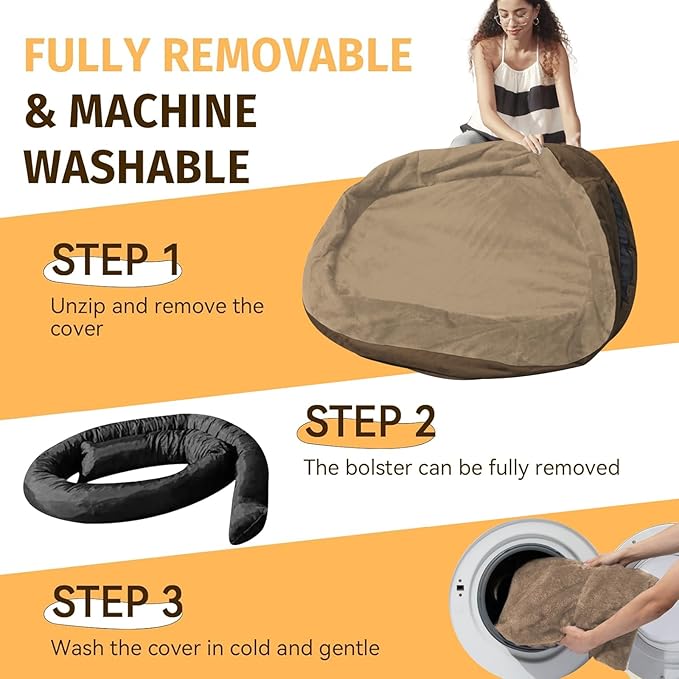 Orthopedic Jumbo Dog Bed for Extra Large Dogs, Giant Waterproof Dog Bed for Large Breed Dogs, Supportive Egg Crate Foam Pet Bed with Removable Washable Cover & Non-Slip Bottom, Coffee