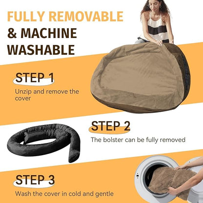 Orthopedic Jumbo Dog Bed for Extra Large Dogs, Giant Waterproof Dog Bed for Large Breed Dogs, Supportive Egg Crate Foam Pet Bed with Removable Washable Cover & Non-Slip Bottom, Coffee