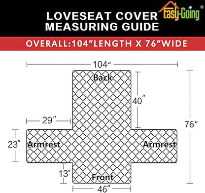 Easy-Going Reversible Loveseat Couch Cover for 2 Cushion Couch Sofa Cover for Dogs Water Resistant Furniture Protector with Foam Sticks Elastic Straps for Pet (Loveseat, Darkgray/Beige)