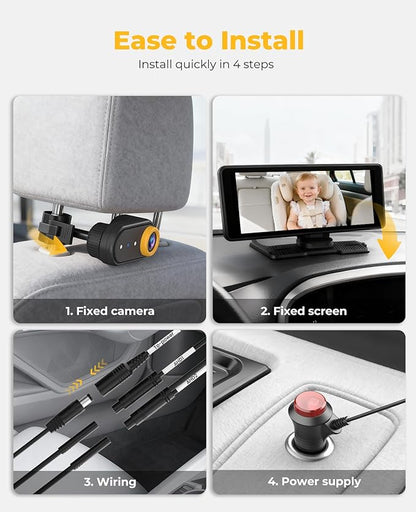 LUCKVIEW BM5 PRO Baby Car Camera for 2 Kids, 7.2" 1080P Dual Channel Display for Car Seat, Easy Installation with 2 IR Night Vision Cameras, Rear Seat Safety for Babies and Pets