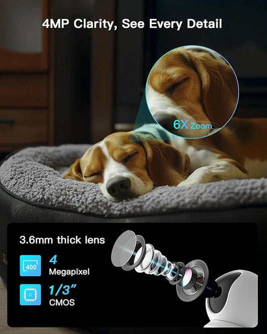 ARENTI 5G 4MP Pet Camera 2 Pack, No Subscription Indoor Security Camera for Dog/Cat/Baby, Free Phone App, Dual-Band WiFi, Auto Tracking, Super Night Vision, 2-Way Talk, 64G Local Storage(P2Q 64G 2PC)