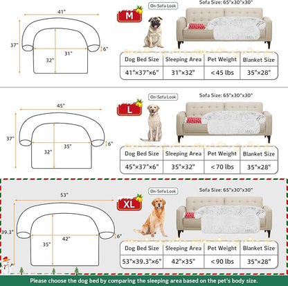 GGIB Calming Dog Bed Christmas Throw Blanket Fluffy Plush Dog Mat Furniture Protector Decoration Holiday Throw Sofa Couch Cover Large Medium Small Dogs Cats (Extra Large, Light Grey)
