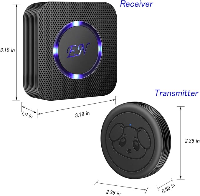 EverNary Dog Door Bell, Wireless Doggie Doorbells for Potty Training,Dog Bells to Go Outside, Dog Bells with Waterproof Touch Button, Dog Bell with 1 Receiver and 3 Transmitters, Black