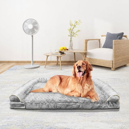 Orthopedic Dog Bed for Large Dog,Memory Foam XL Extra Large Cat Bed with Stickable Design Waterproof Pet Couch Bed with Washable Removable Cover(54 in,Grey)