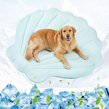 Dog Cooling Mat, 47'' × 47'' Large, Self-Cooling Mat for Dog, (Cool & Warm) Double-Sided Pet Cool Pads for Crate, Kennel, Machine Washable Summer Blanket, Cat Cool Bed, Non-Gel, Sky Blue