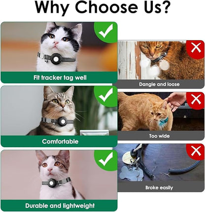 Cat Tracker, MINI Pet Tracker for Cats, Cat GPS Tracker Compatible with Apple Find My App(Only iOS), Real-Time Tracking, Precise Positioning, No Monthly Fee, Smart Alerts, Waterproof