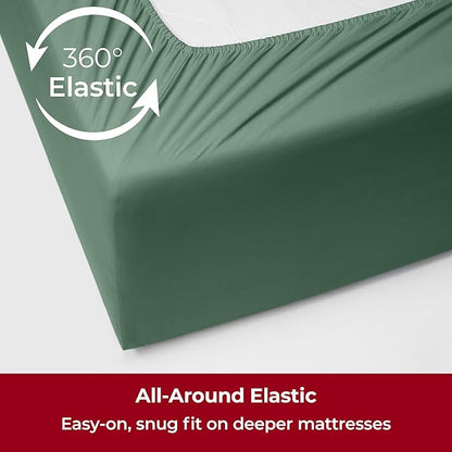 Mellanni Extra Deep Twin Sheets - 3 PC Iconic Collection Bedding - Hotel Luxury, Ultra Soft, Cooling Bed Sheets - Wrinkle, Fade, Stain Resistant (Twin, Emerald Green)