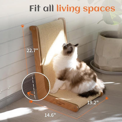 CHEERHOME PETS Sisal Cat Scratcher for Indoor Cats Scratching Pad Vertical Cat Scratcher L Shape Cat Scratching Board Cats Scratch Post Solid Wooden Cat Furniture(Large)