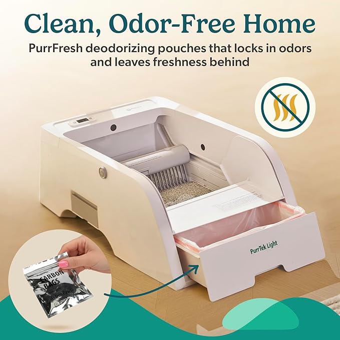 Petcove Self Cleaning Automatic Litter Box for Multi Cat Open Top/Quiet Operation ≤45 dB/Odor Control/Dual Anti-Pinch Safety/Easy App Control with Ultra Fast 5 GHz Wi-Fi - 20 Count Litter Bags