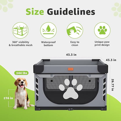 Loobani Foldable Dog Playpen Indoor/Outdoor,1 Min Setup Whelping Box, 690D Oxford Fabric & Reinforced Steel/Iron Frame, Portable Puppy Playpen with Rugged Carry Bag for Home &Travel-43.3"x43.3"x26.77"