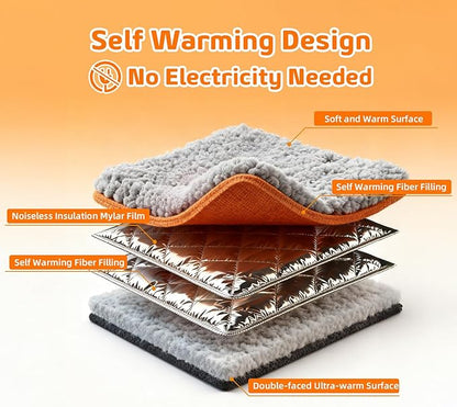 Self Warming Cat Bed, 31.5" x 23.6" Ultra Soft Self Heating Cat Pad, Reflects Body Heat, Washable, Thermal Non Electric Heating Mat, for Indoor Outdoor Cats, Small Dogs