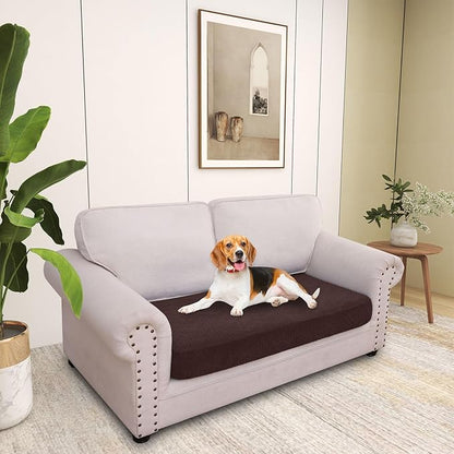 hyha Individual Couch Cushion Covers, Stretch Magic Sofa Seat Cushion Covers Washable, Dog Couch Sofa Slipcover for Pets, Kid with Elastic Bottom(Medium, Chocolate)