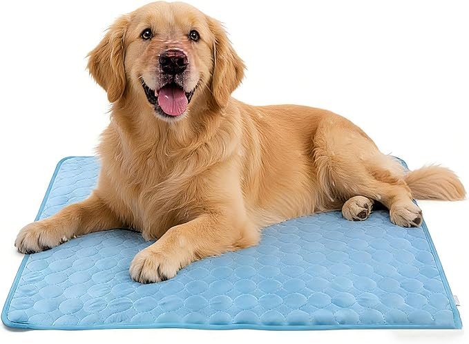 TerraKin Cooling Mat for Dogs and Cats, 27.6" x 21.7" Soft Pet Cooling Pad with Ice Silk Fabric, Comfortable for Crate, Bed, Floor, Sofa(Large, Blue)