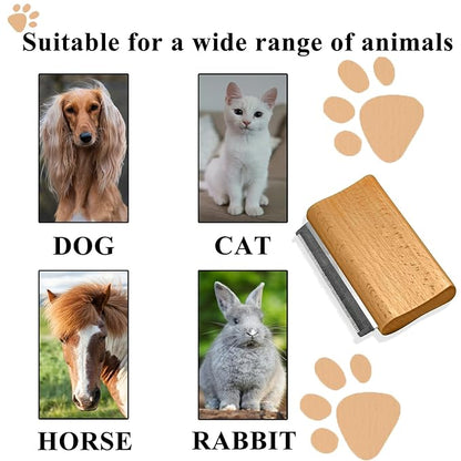 Wooden Deshedding Brush for Dogs, Cats & Horses, Deshedding Grooming Tool Curry Comb Pet Hair Removal Tool, Deshedding Dog Brush Combs for All Hair Types (4.33 Inch)