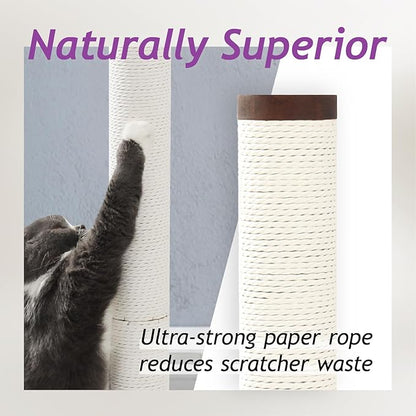 Necoichi 23.6” Tall Cat Scratching Post Kitten Scratcher Paper Rope Scratch Posts Trees with Hanging for Indoor Cats (23.6 inches for Kitty, Regular, Dark Cherry)