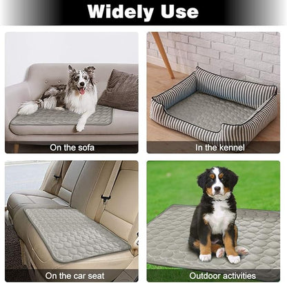 2026 Upgraded Washable Dog Cooling Mat Ice Silk Cooling Mat for Dogs Pet Self Cooling Pad Blanket Dog Cooling Pad (Q-Max>0.4) for Indoor & Outdoor Car Seats (Grey, 40x28 in)