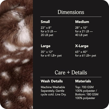 UnHide Floof Pet Bed - Large (35" x 12") - Extra Soft Dog Bed - Removable Faux Fur Cover - Machine Washable - Helps Ease Pet Anxiety & Provides The Perfect Sleep - Deer