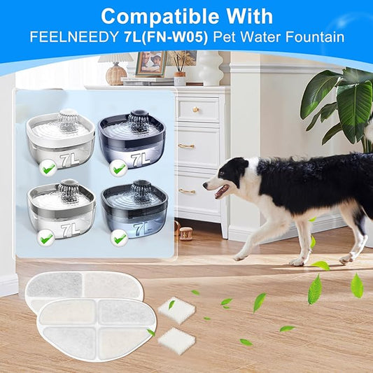 12 Pack Filter & 12 Pump Sponges Dog Water Bowl Filter Compatible with FEELNEEDY Dog Fountain 7L/1.8Gal(FN-W05), 12+12 Cat Drinking Fountain Filters Fit for Pet Automatic Water Dispenser